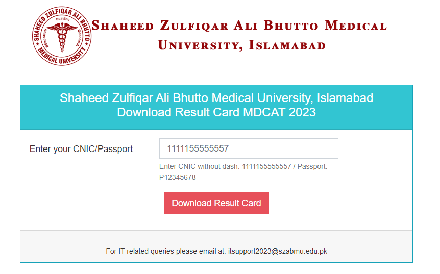 SZABMU MDCAT 2023 Result