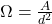 \Omega = \frac{A}{d^2}