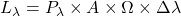 L_{\lambda} = P_{\lambda} \times A \times \Omega \times \Delta \lambda